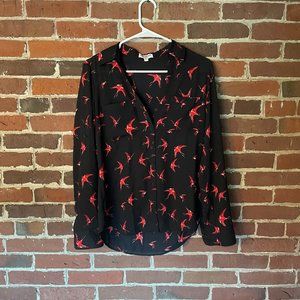 Express Portofino Slim Fit Shirt in Red Birds, size Small